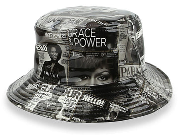 Obama Magazine Print Fashion Hat - Black-White
